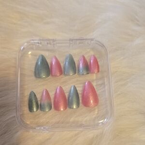 Pink and Blue Press-On Nails